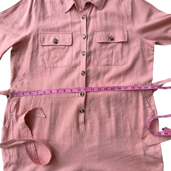 ModCloth Pink Linen Jumpsuit‎ with Belt Size: XL - Picture 11 of 16